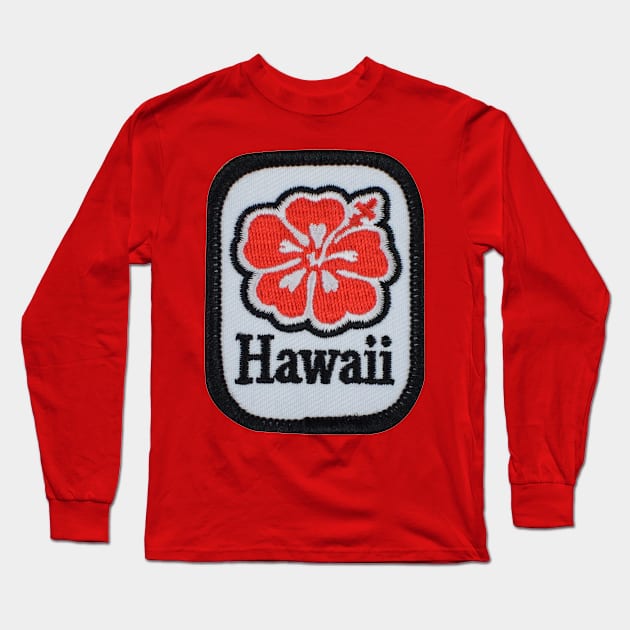 Hawaii Hibiscus Patch Long Sleeve T-Shirt by HaleiwaNorthShoreSign